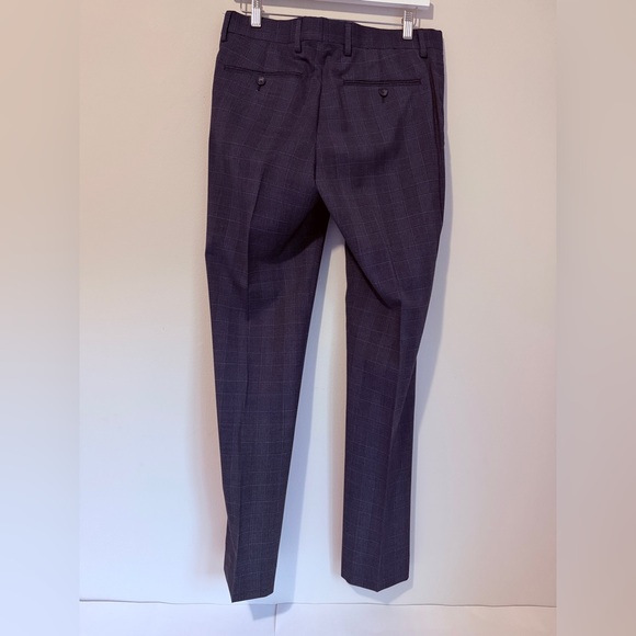NWOT BANANA REPUBLIC MARZOTTO MENS NAVY BLUE PLAID SLIM FIT DRESS PANTS 💯 WOOL - Picture 4 of 11